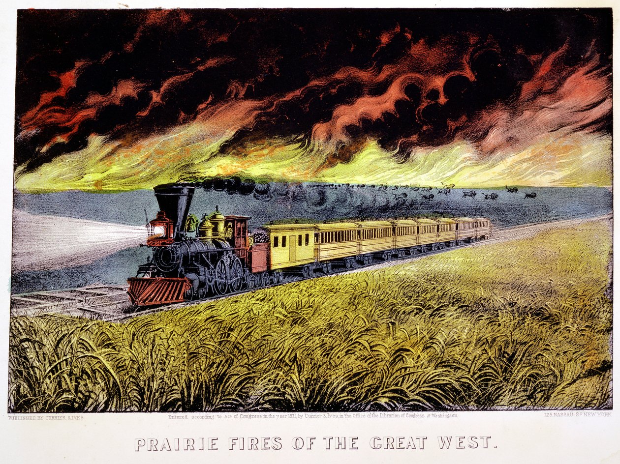 Prairie Fires of the Great West, USA, 1871 av Currier and Ives