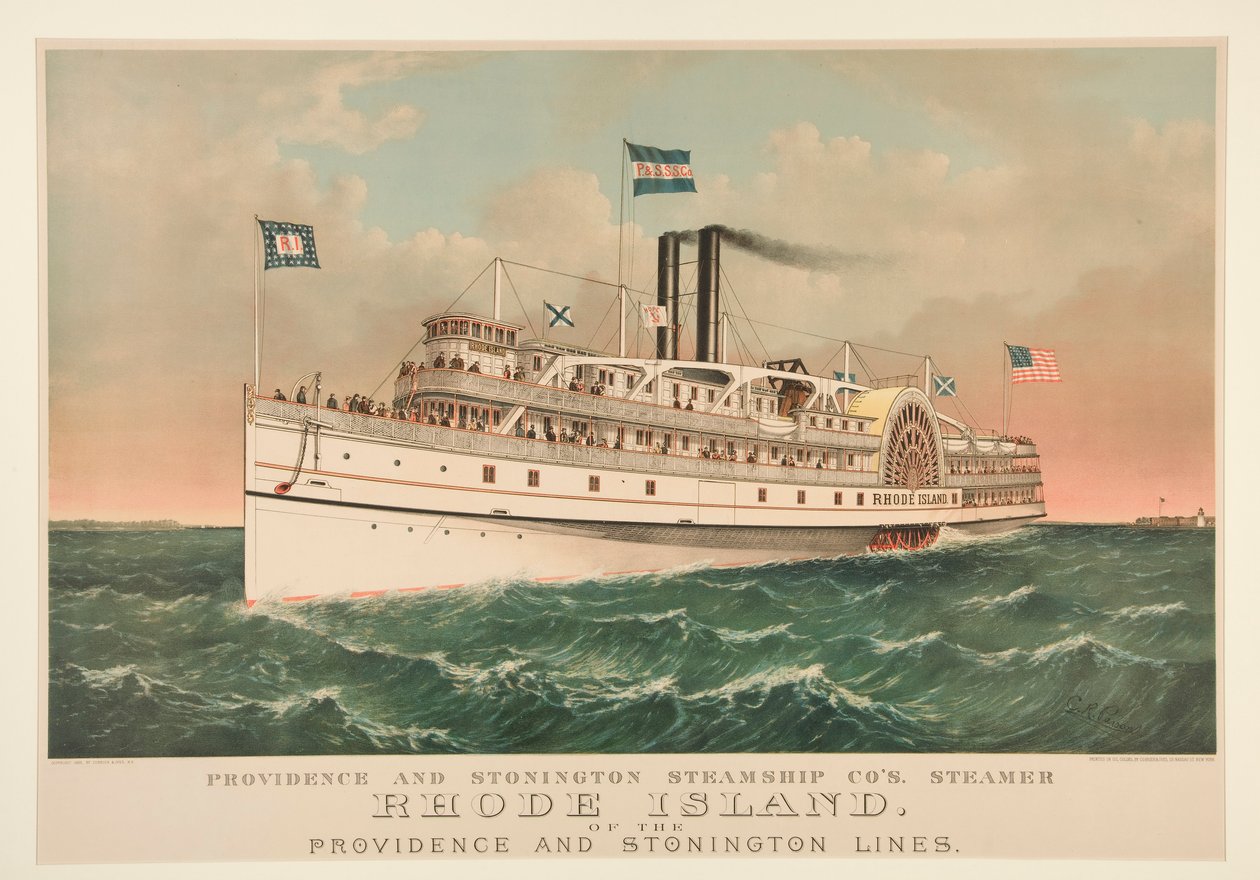 Providence og Stonington Steamship Co av Currier and Ives