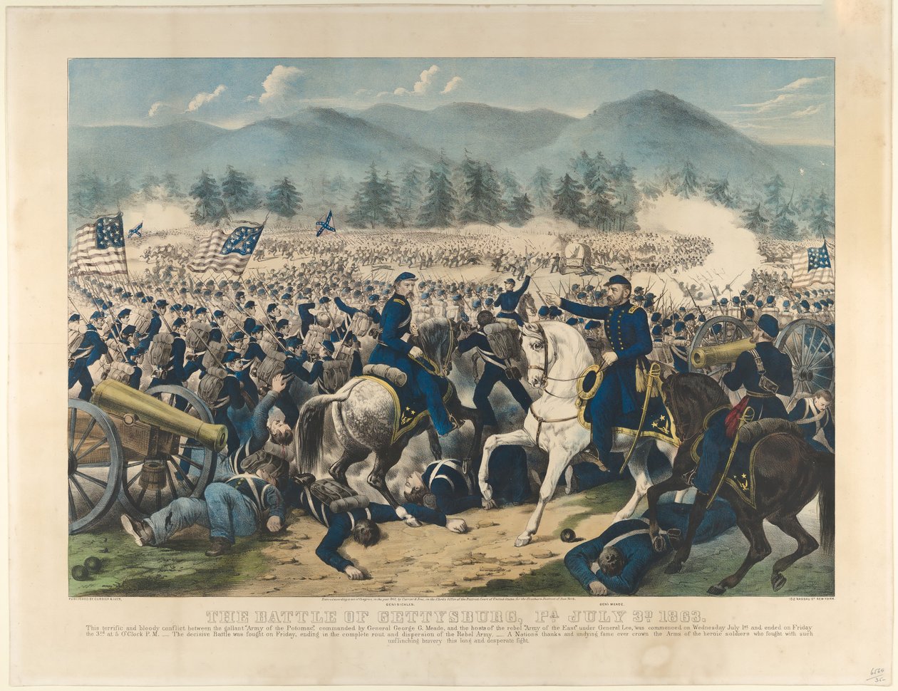 Slaget ved Gettysburg, Pa., 3. juli 1863, 1863. av Currier and Ives
