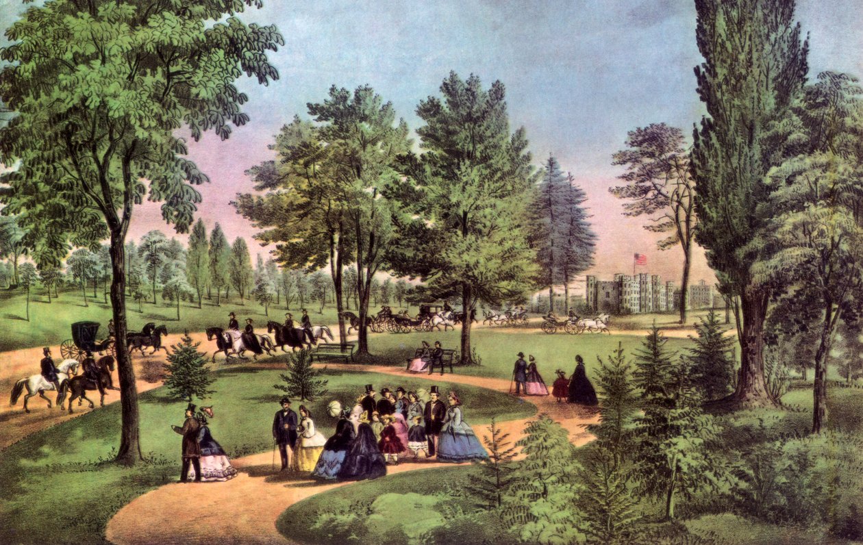 The Drive, Central Park, 1862. av Currier and Ives