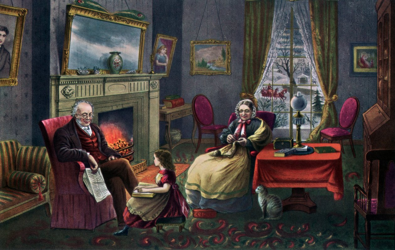 Hviletiden, alderdom, 1868. av Currier and Ives