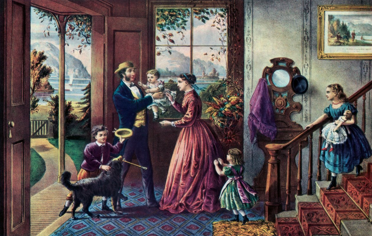 Styrkens sesong, middelalder, 1868. av Currier and Ives