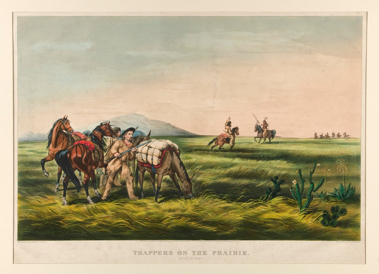 Fangstmenn på prærien / fred eller krig? av Currier and Ives