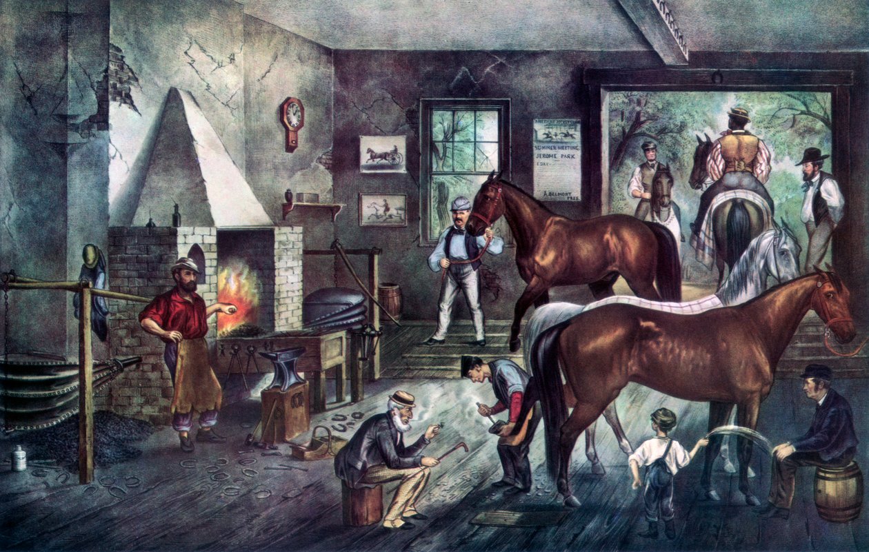 Trav sprekker ved Forge, 1869. av Currier and Ives