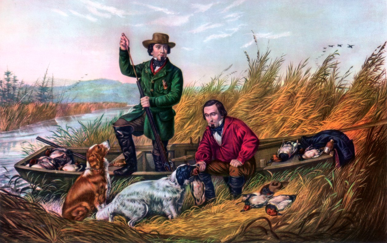Skyting av villand, 1854. av Currier and Ives