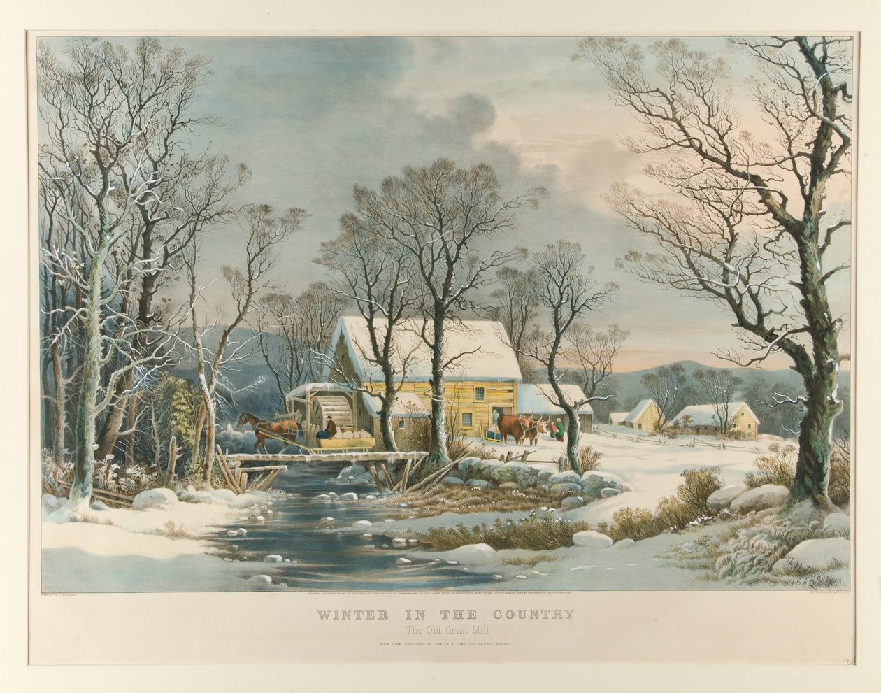 Vinter på landet, The Old Grist Mill av Currier and Ives