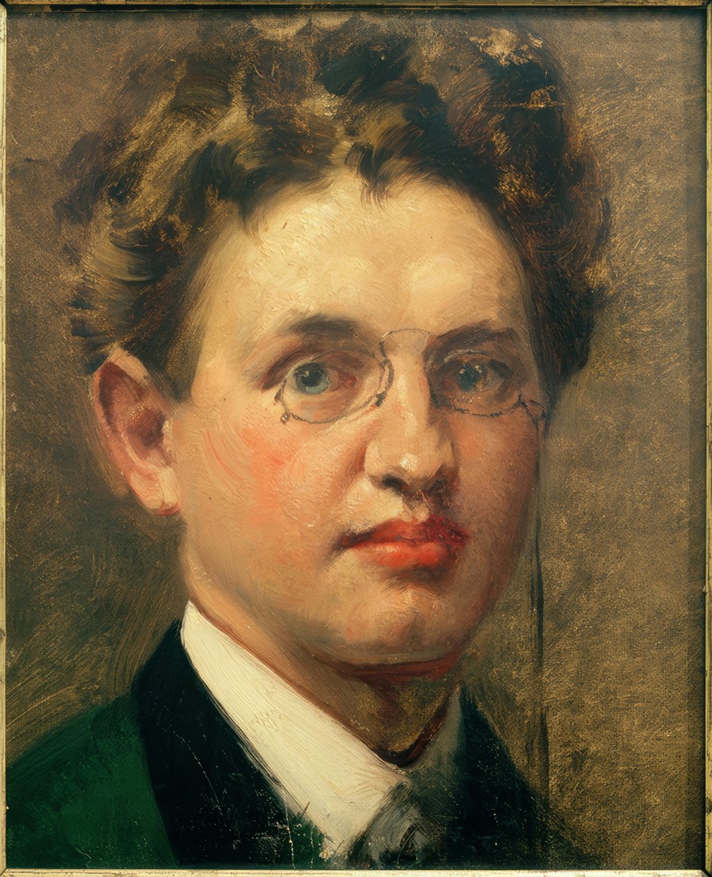 Selvportrett, ansikt, med pince-nez av Curt Herrmann