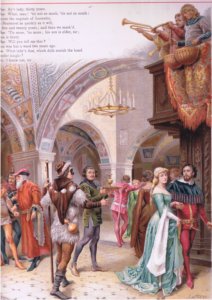 Herrer, velkommen., illustrasjon fra Romeo og Julie, av Curtazzo Curtazzo