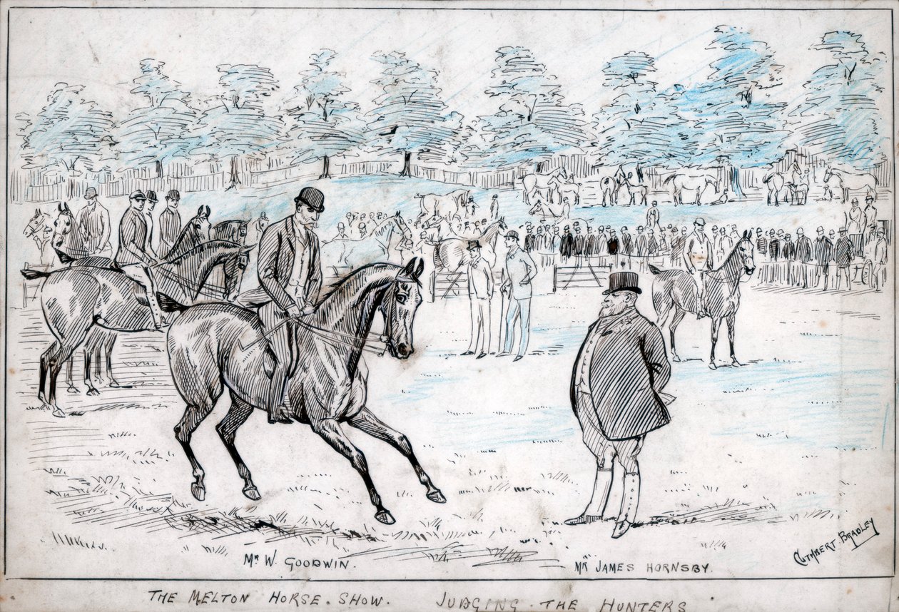 Melton-hesteshowet, dømte jegerne, c1880-1940. av Cuthbert Bradley
