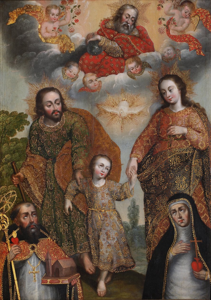 Dobbelt treenighet med Saint Augustine og Saint Catherine of Siena av Cuzco School