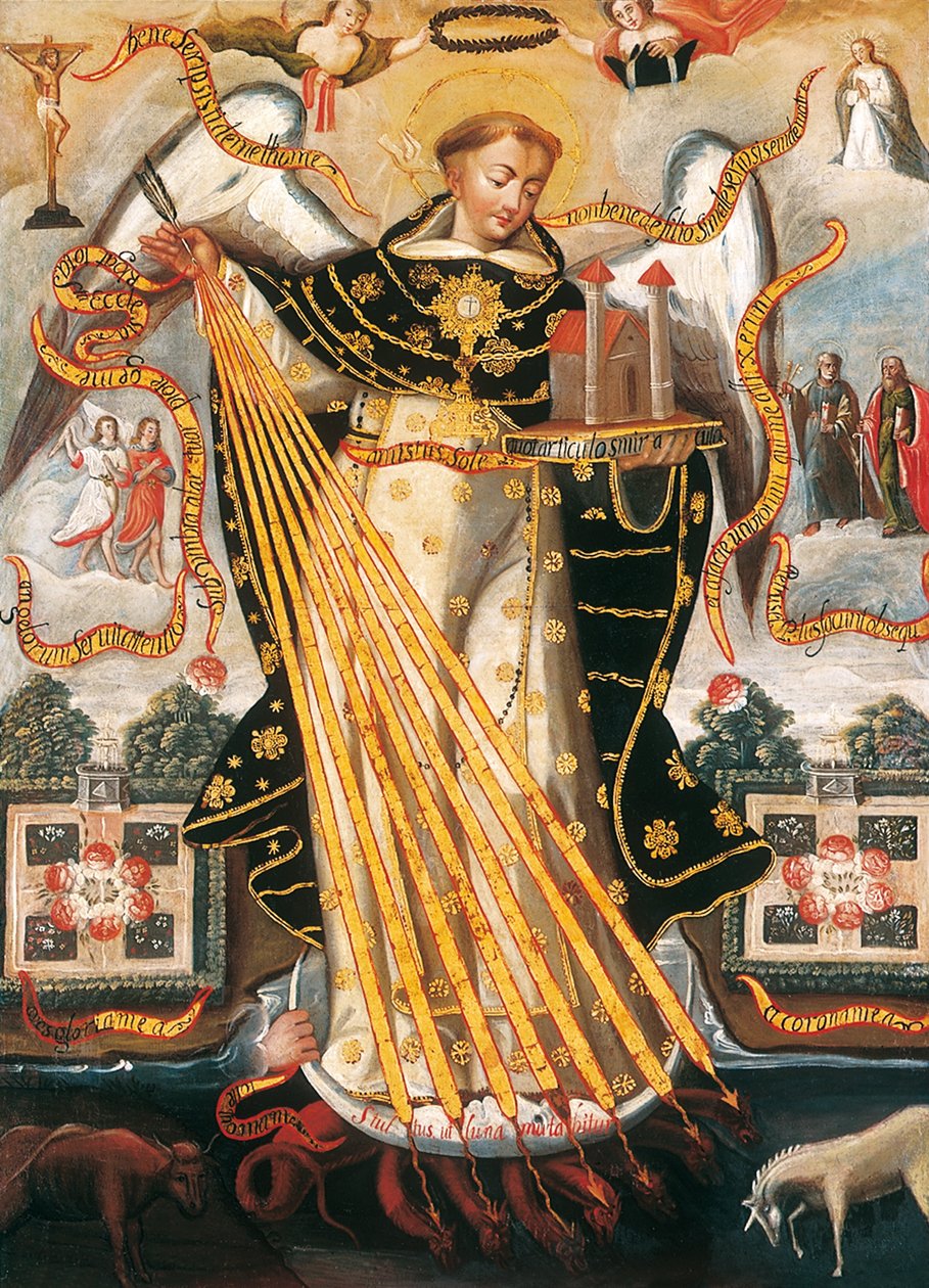 Saint Thomas Aquinas, beskytter ved University of Cusco av Cuzco School