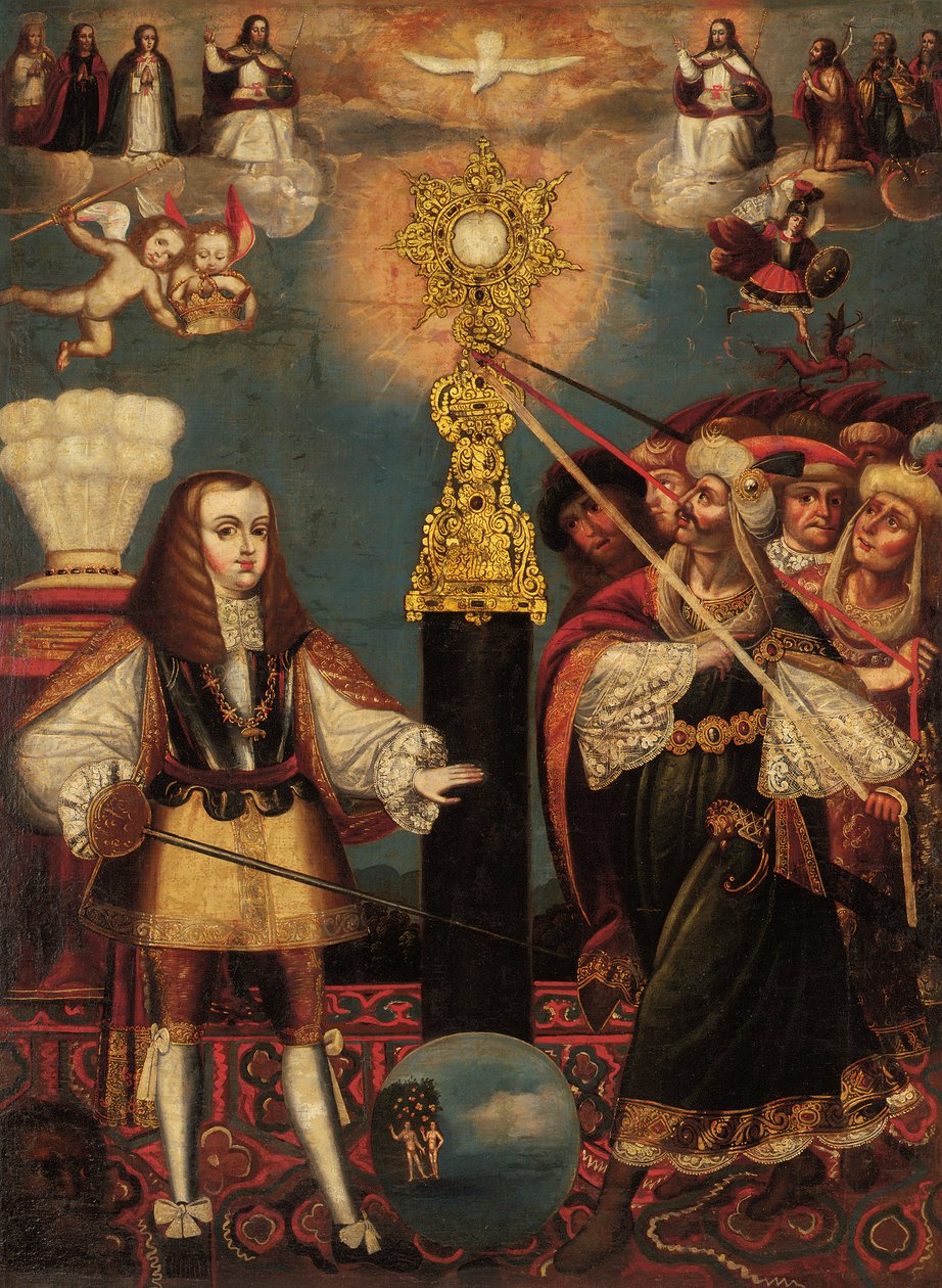 Charles II i Defense of the Eucharist, slutten av 1600-tallet av Cuzco School