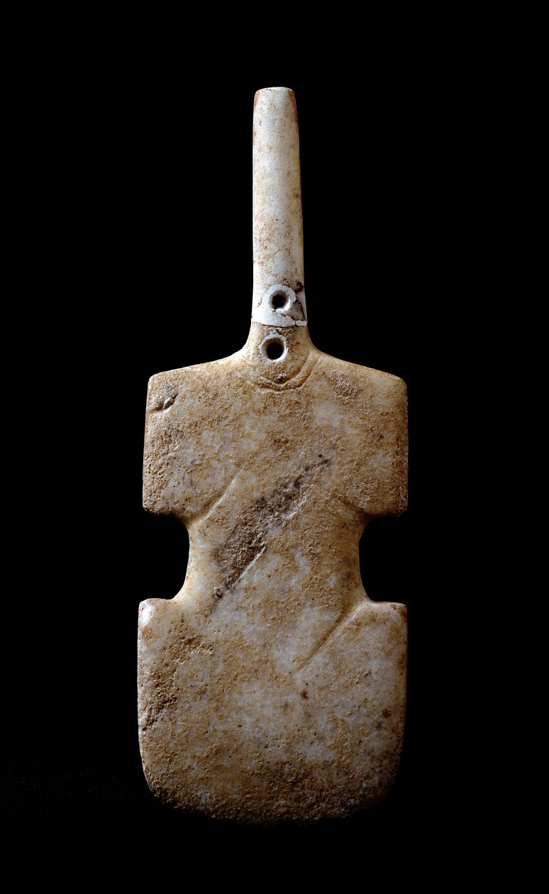 Art of the Cyclades: "" statuett i form av fiolin""" marmoridol fra Paros. 3000 f.Kr. Kykladisk sivilisasjon (-3200 til -2000) Athen, Nasjonalt arkeologisk museum av Cycladic