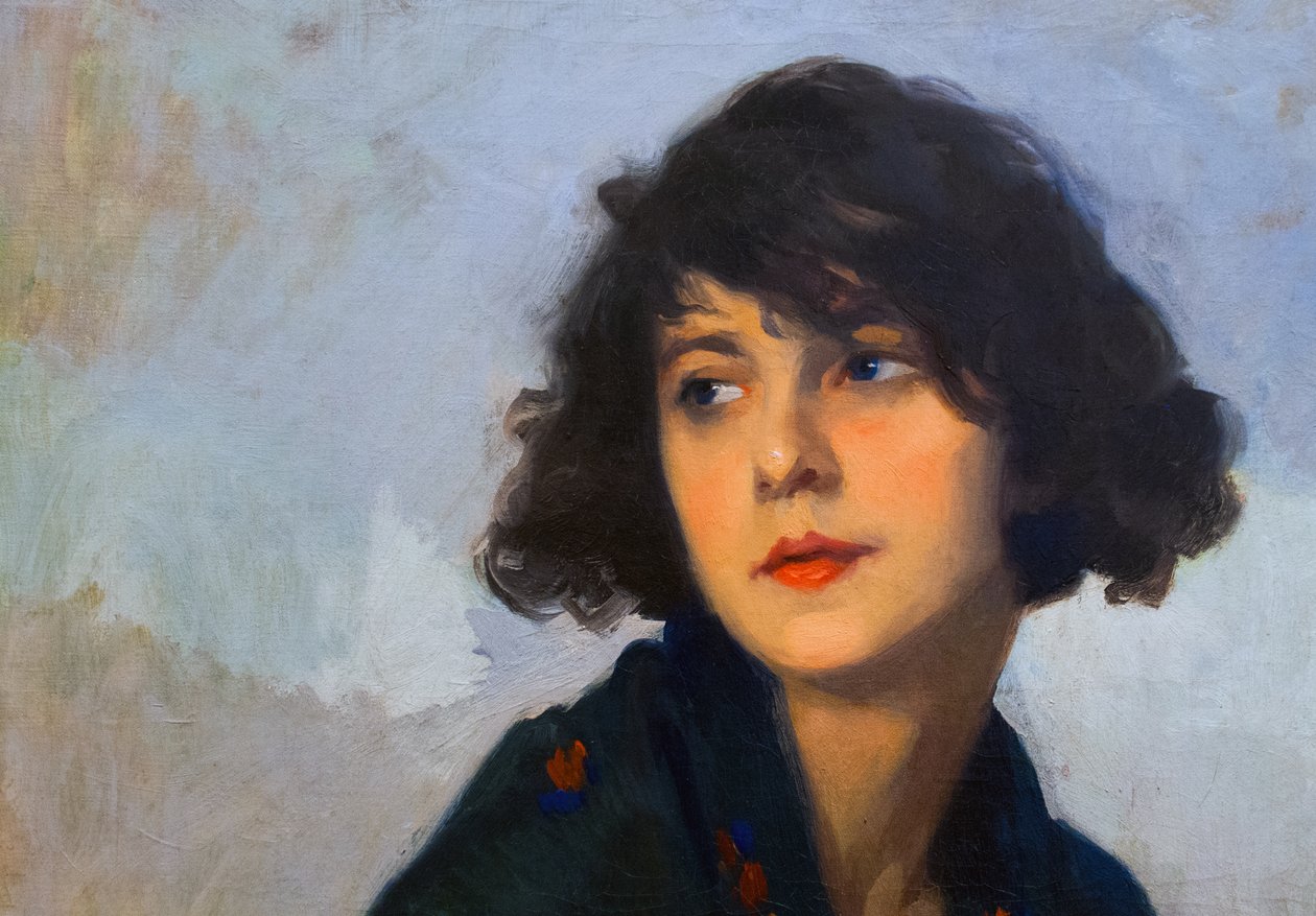Zena se zelenym salemnEspanol: Mujer con el chal verdenEngelsk: Woman with green shawlnFrancais: Femme au chale vertnPortugues: Woman in the world shawl: n av Eugene Cyprian Boulet