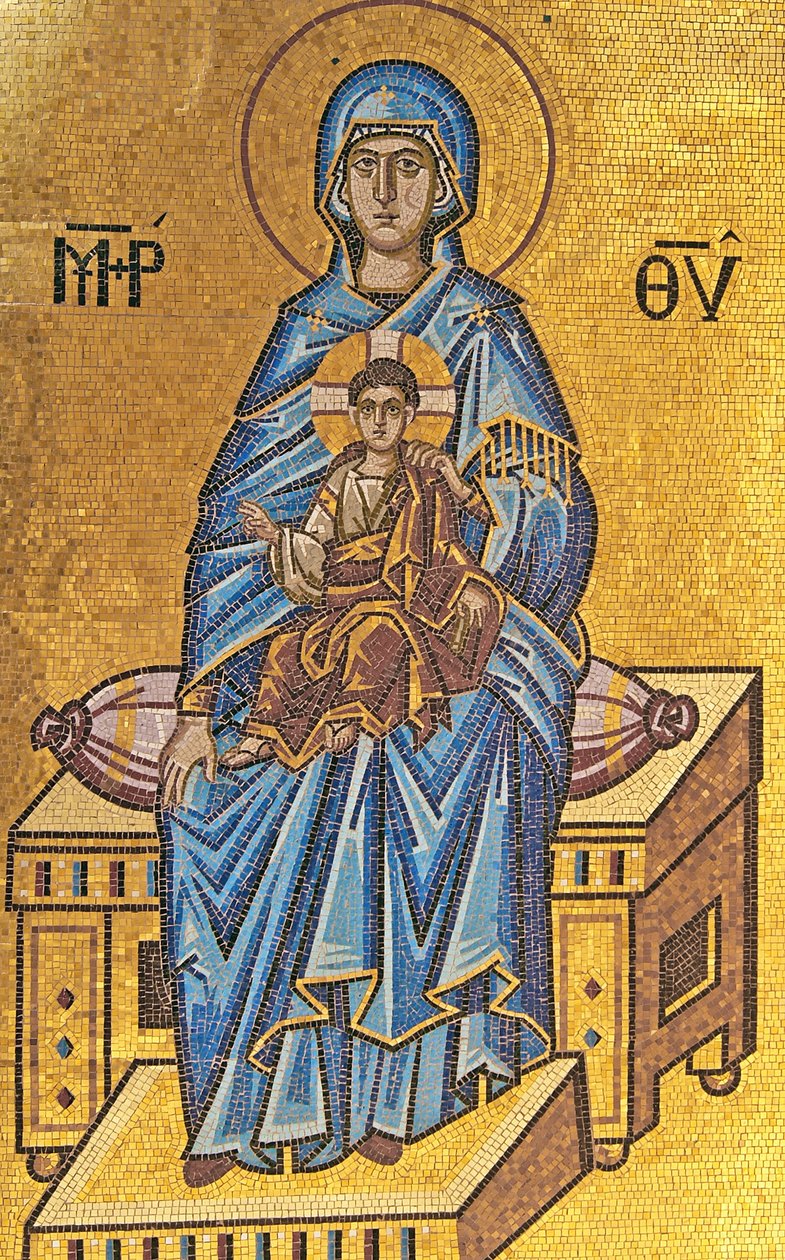 Madonna og barn, Kykkos-klosteret, Troodos-fjellene, Kypros (mosaikk) av Cypriot