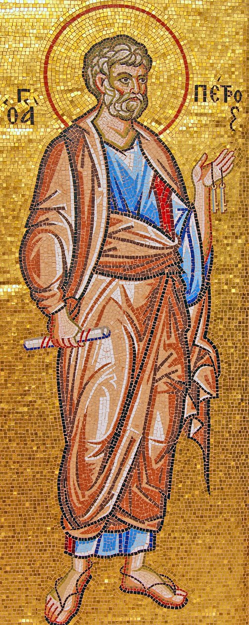 Saint Peter holder nøklene til himmelen, Kykkos-klosteret, Troodos-fjellene, Kypros (mosaikk) av Cypriot