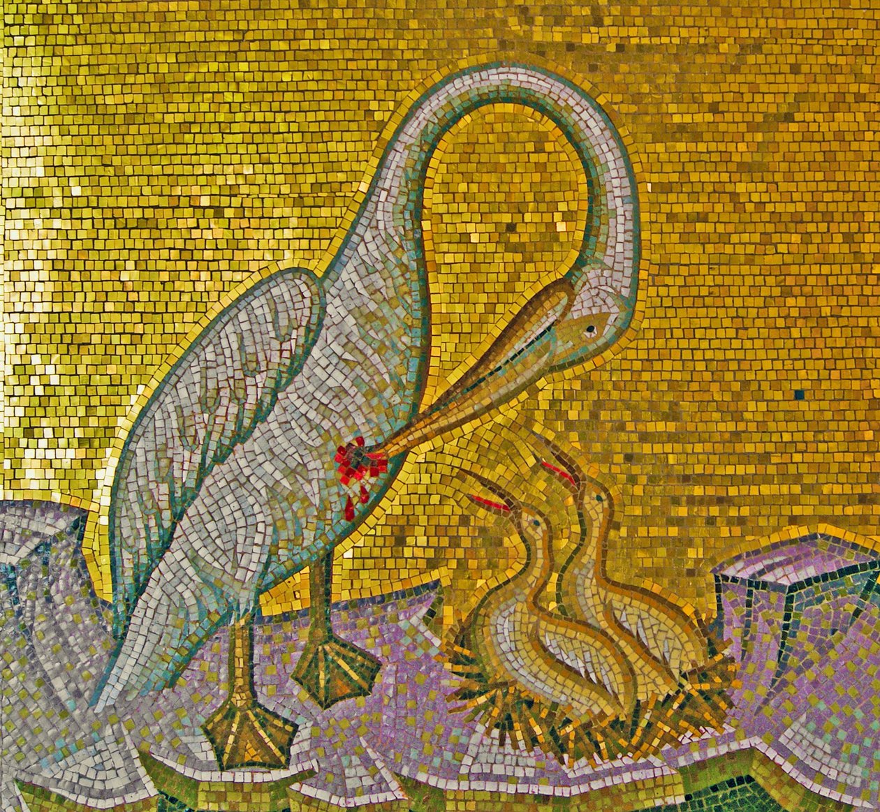 Mother Pelican mater ungene sine med sitt eget blod, Kykkos-klosteret, Troodos-fjellene, Kypros (mosaikk) av Cypriot
