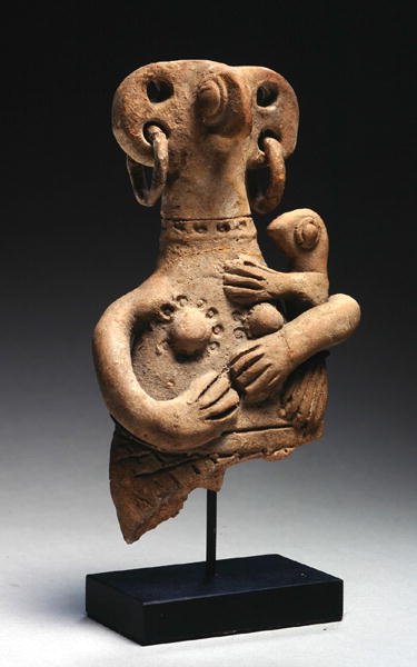 Figur som holder et barn, sen bronsealder, ca. 1300 f.Kr. (terrakotta) av Cypriot Cypriot
