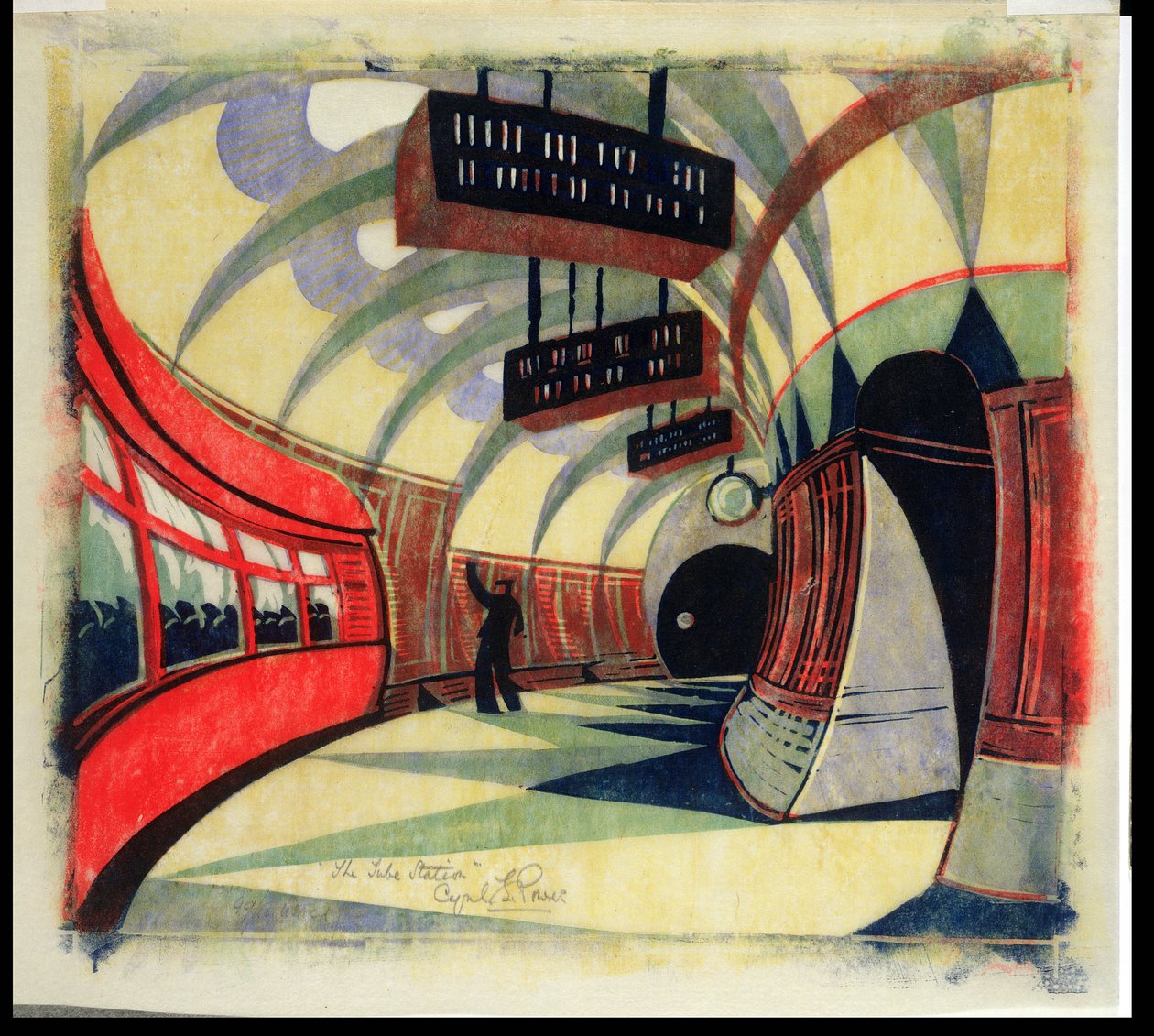 The Tube Train, ca. 1932 (linocut) (se også 246012) av Cyril Edward Power