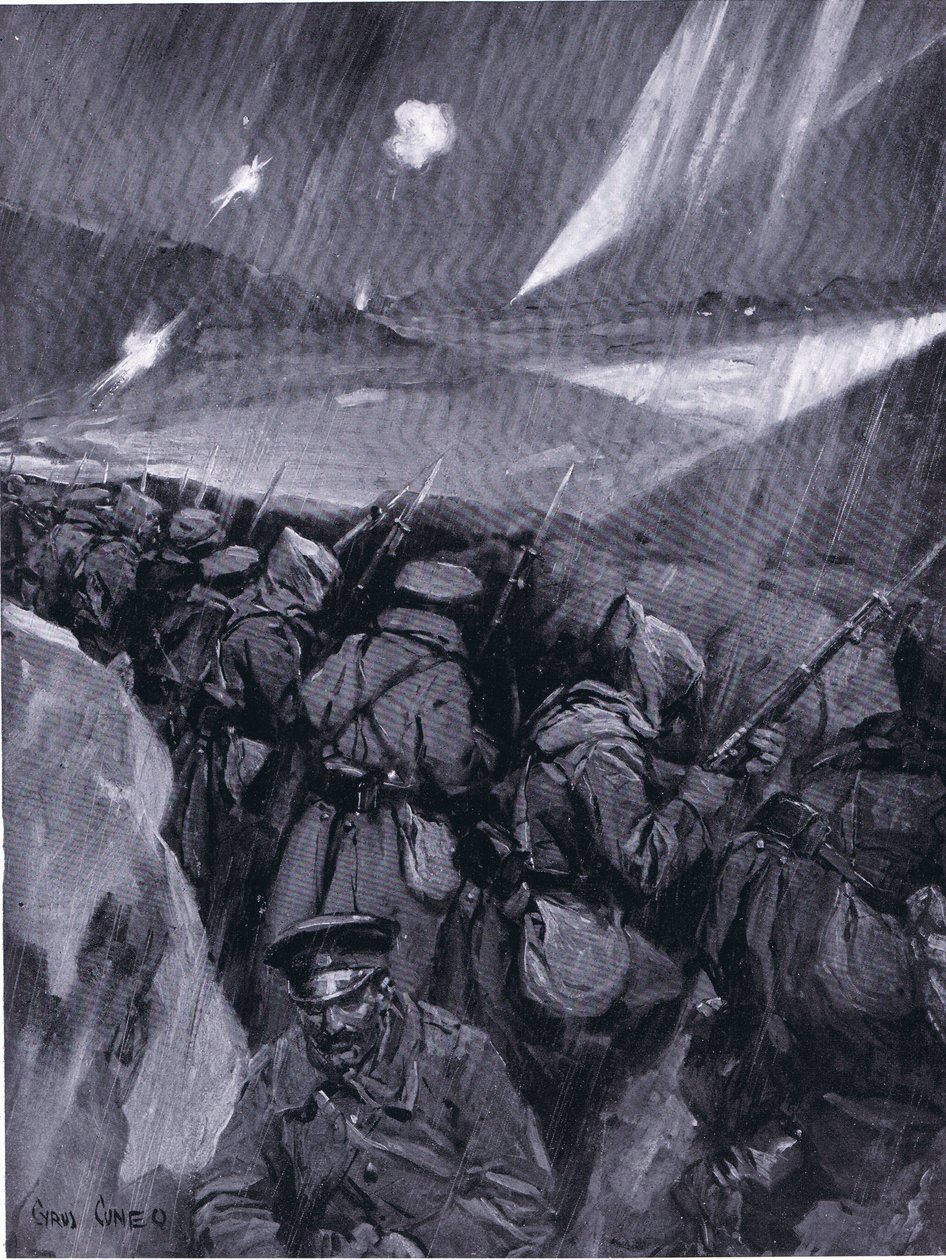 Bulgarere som beleirer Adrianopel (1912-1913) Balkankrigen, fra Hutchinsons History of the Nations (bind 4) utgitt av Hutchinson, ca. 1920 (litho) av Cyrus Cuneo