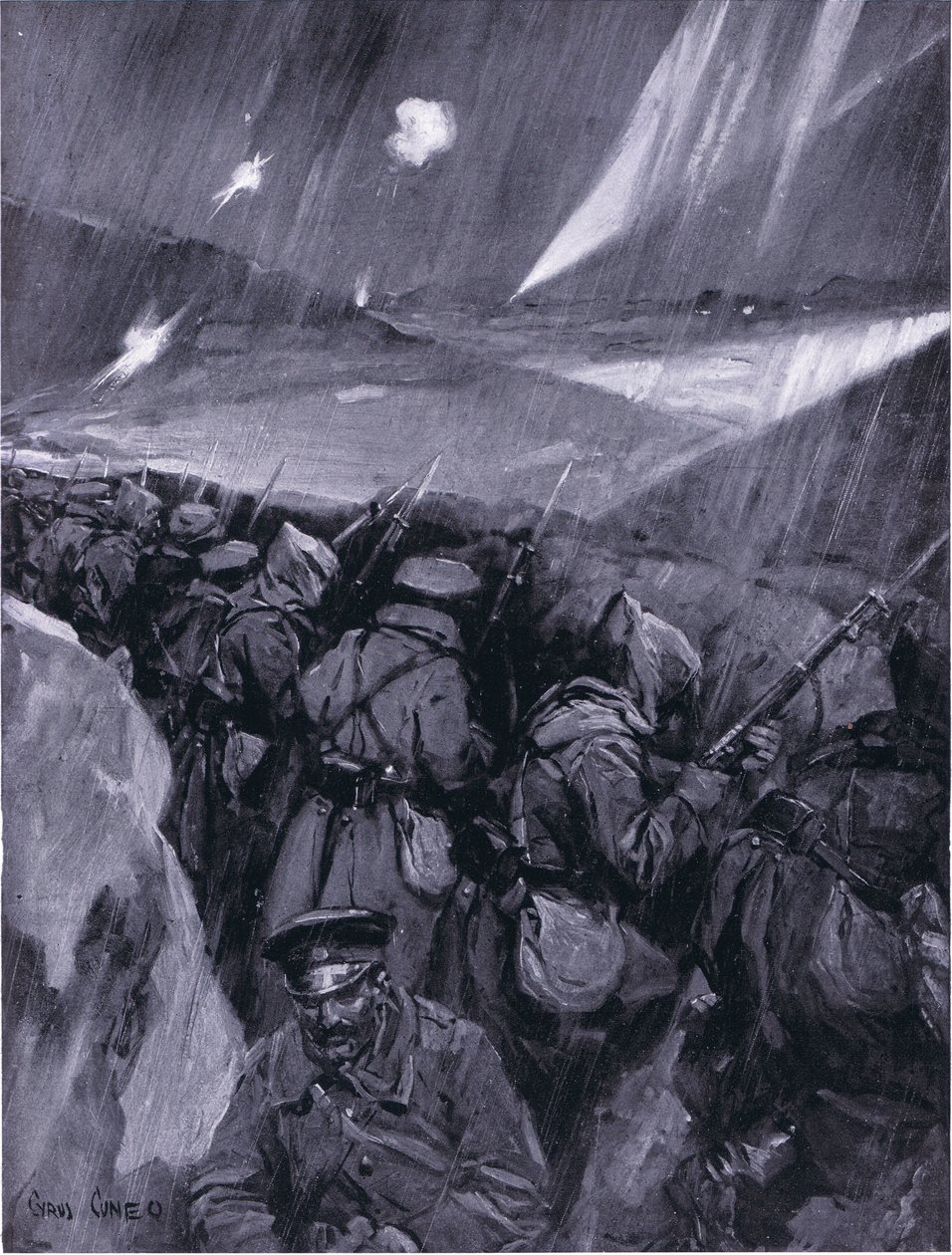 Bulgarere som beleirer Adrianopel 1912-1913, illustrasjon fra Hutchinsons History of the Nations VOL 4 c.1920s av Cyrus Cuneo