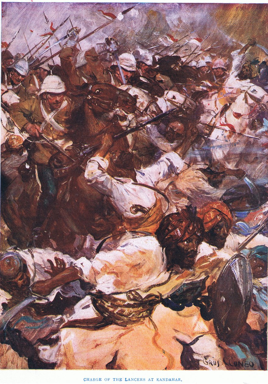Anklagen mot Lancers i Kandahar, 1915 av Cyrus Cuneo