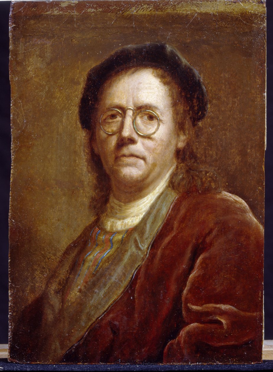 Selvportrett. Verk av Jan (Jean) Kupecky (Kupetzki) (1667-1740), olje på papp. Tsjekkisk kunst av Czech School
