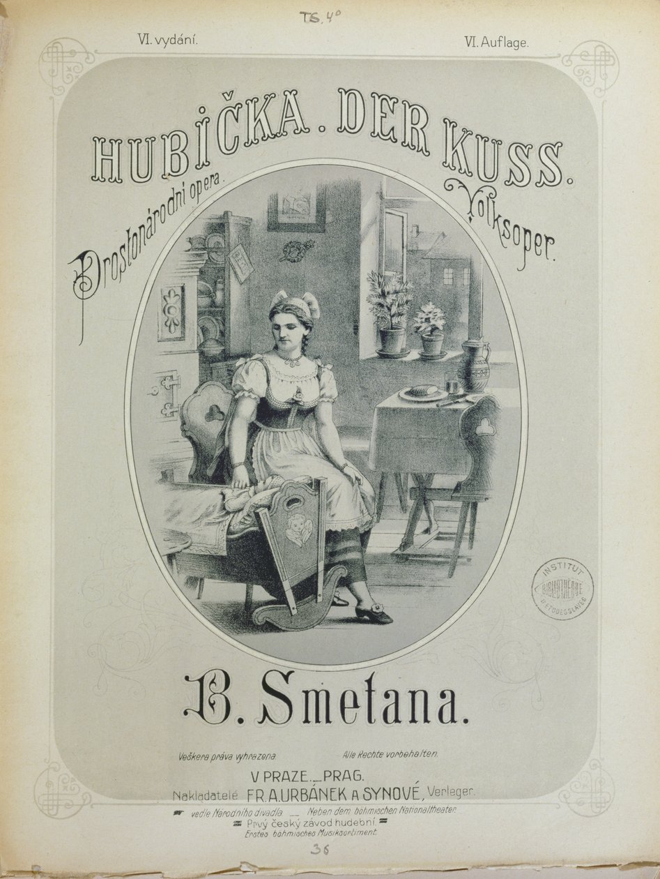 Cover av partituret til The Kiss av Bedrich Smetana (1824-84) av Czech School