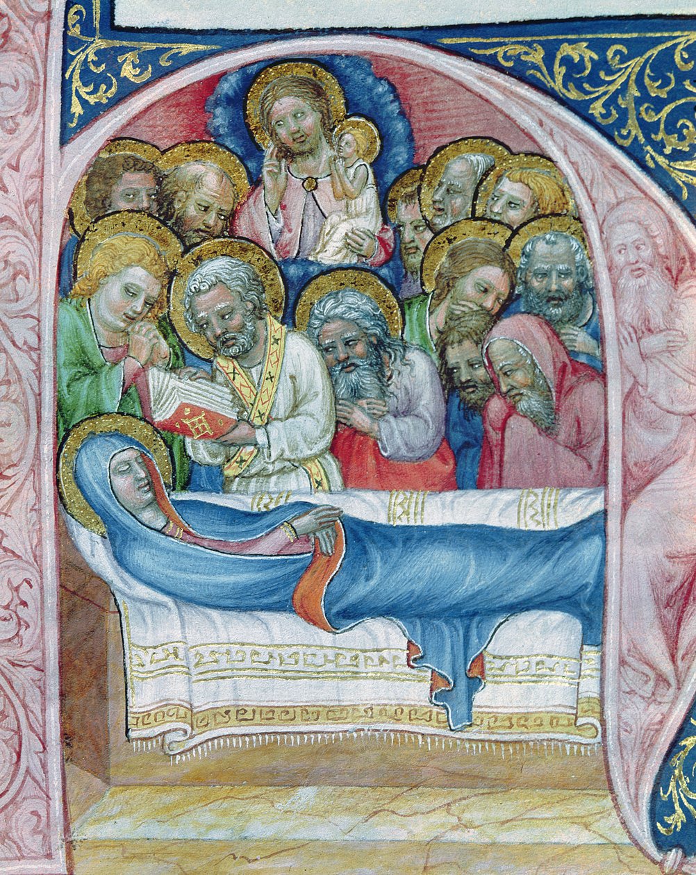 Ms XIII A 12 Burial of the Virgin, fra Liber Viaticus av Jean de Stredy, etter 1360 av Czech School