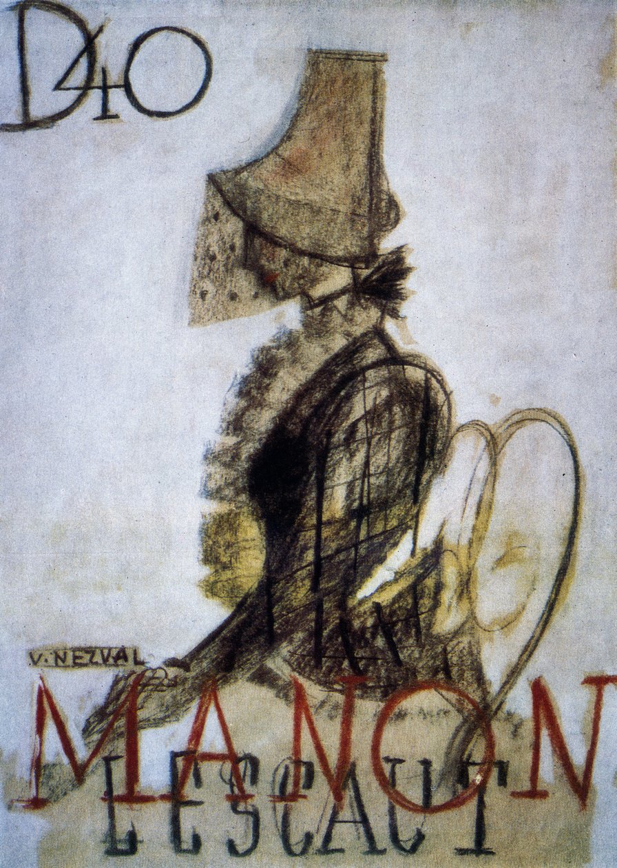 Plakat for premieren på operaen Manon Lescaut av Czech School
