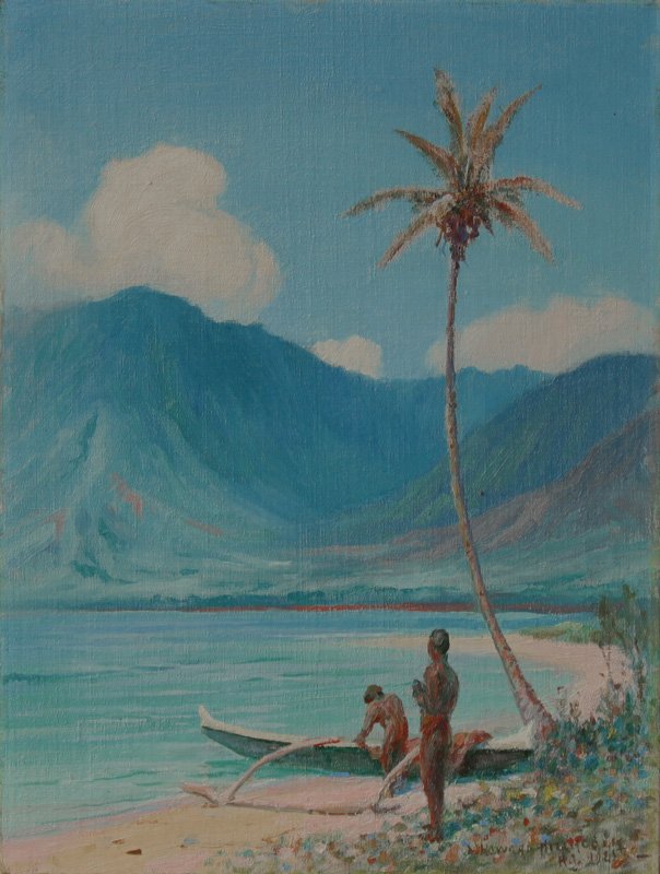På stranden, Leeward Oahu av D. Howard Hitchcock