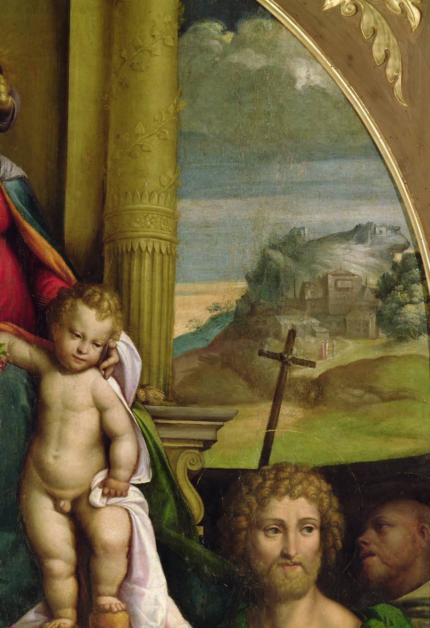 The Virgin Enthroned, detalj av Kristusbarnet (olje) (se 33422) av D. and Garofalo Dossi