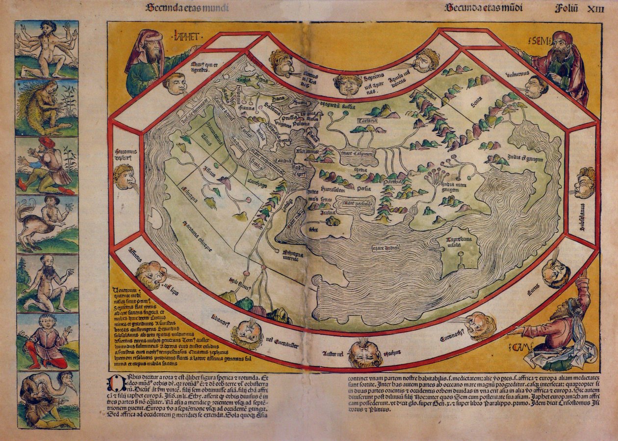 Verdenskart fra «Nürnberg-krøniken» av D. Hartmann & Wolgemut Michael (1434-1519) Schedel