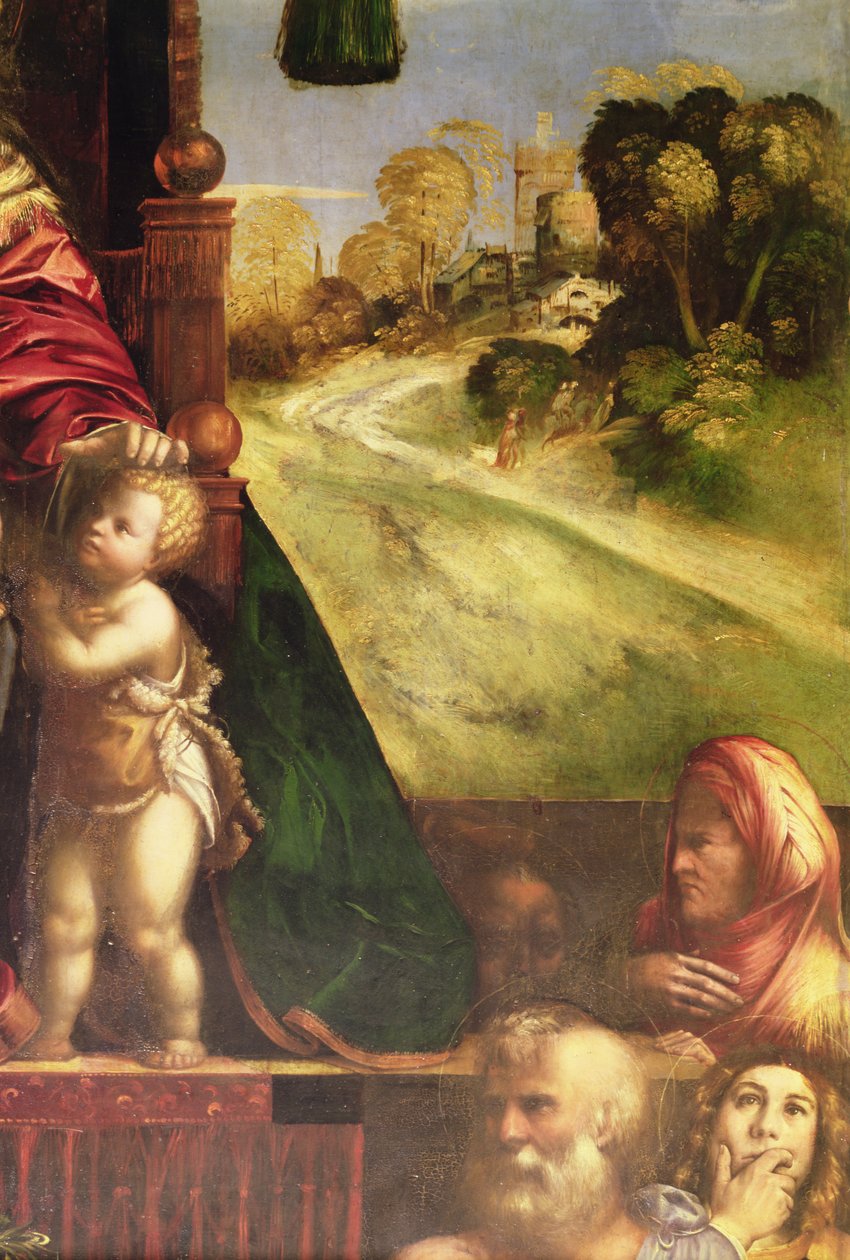 Detalj av polyptykon, som viser høyre bakgrunn av D. and Garofalo Dossi