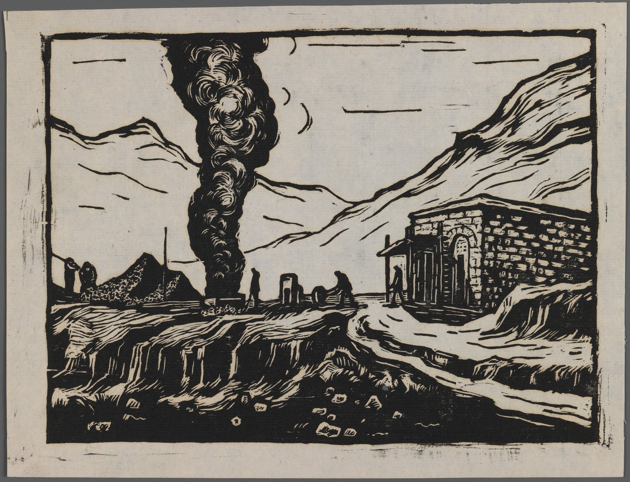 Stålraffineri, ca. 1945 (tresnitt) av Dah Ma