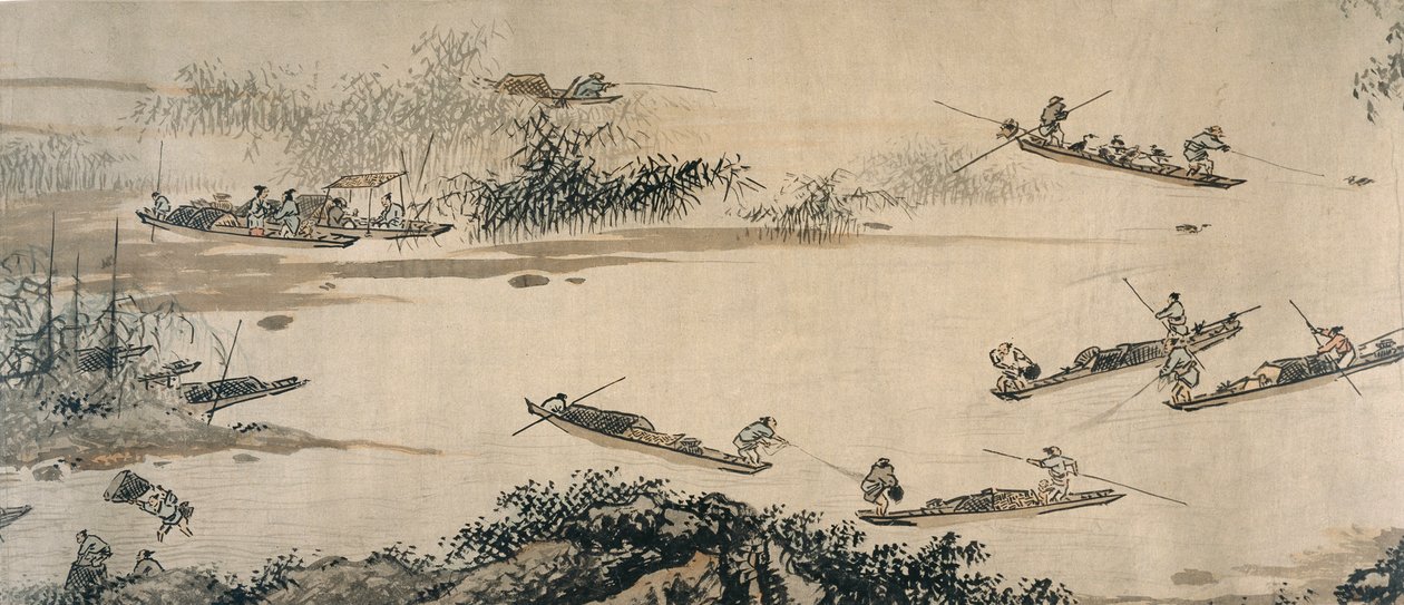 Fiskere på en høstelv, Ming-dynastiet, 1400-tallet. av Dai Jin