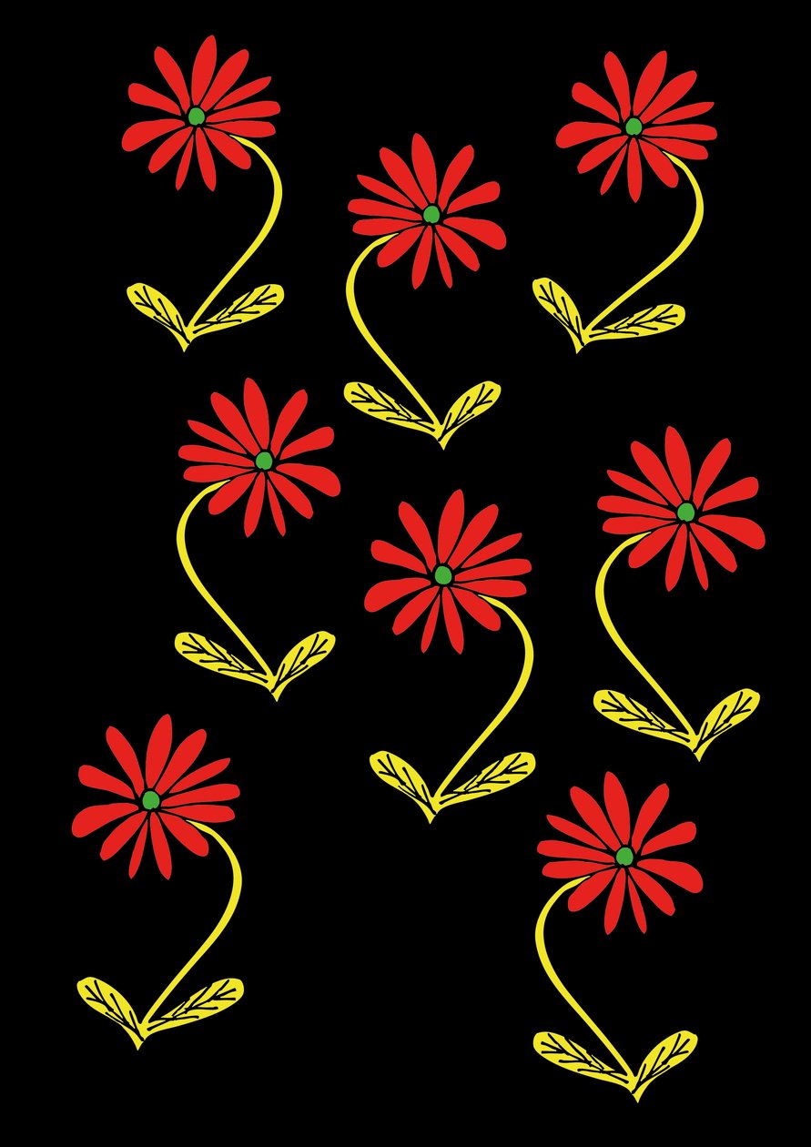 Tusenfryd gjentar svart bakgrunn (digital) av Daisy de Villeneuve