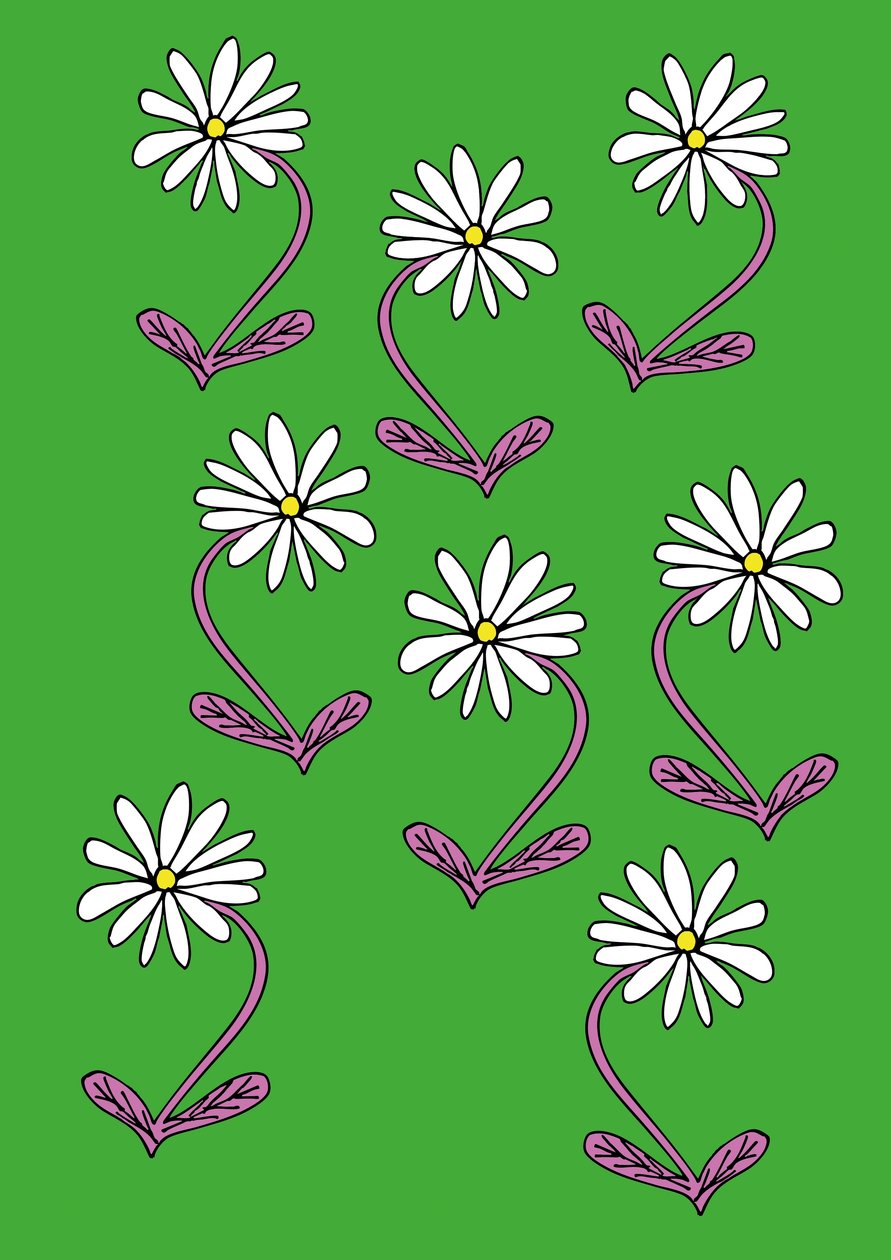 Tusenfryd gjentar grønn bakgrunn (digital) av Daisy de Villeneuve