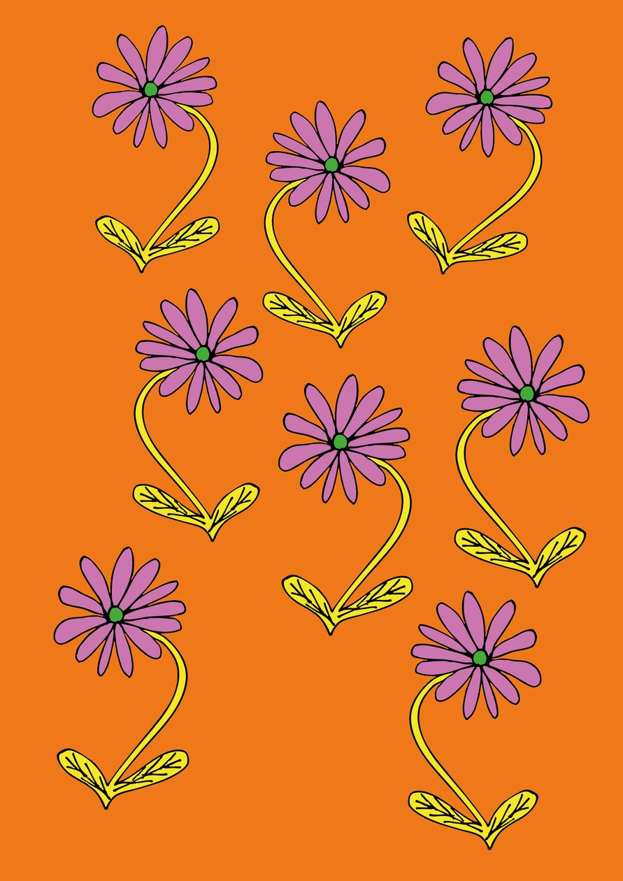 Tusenfryd gjentar oransje bakgrunn (digital) av Daisy de Villeneuve
