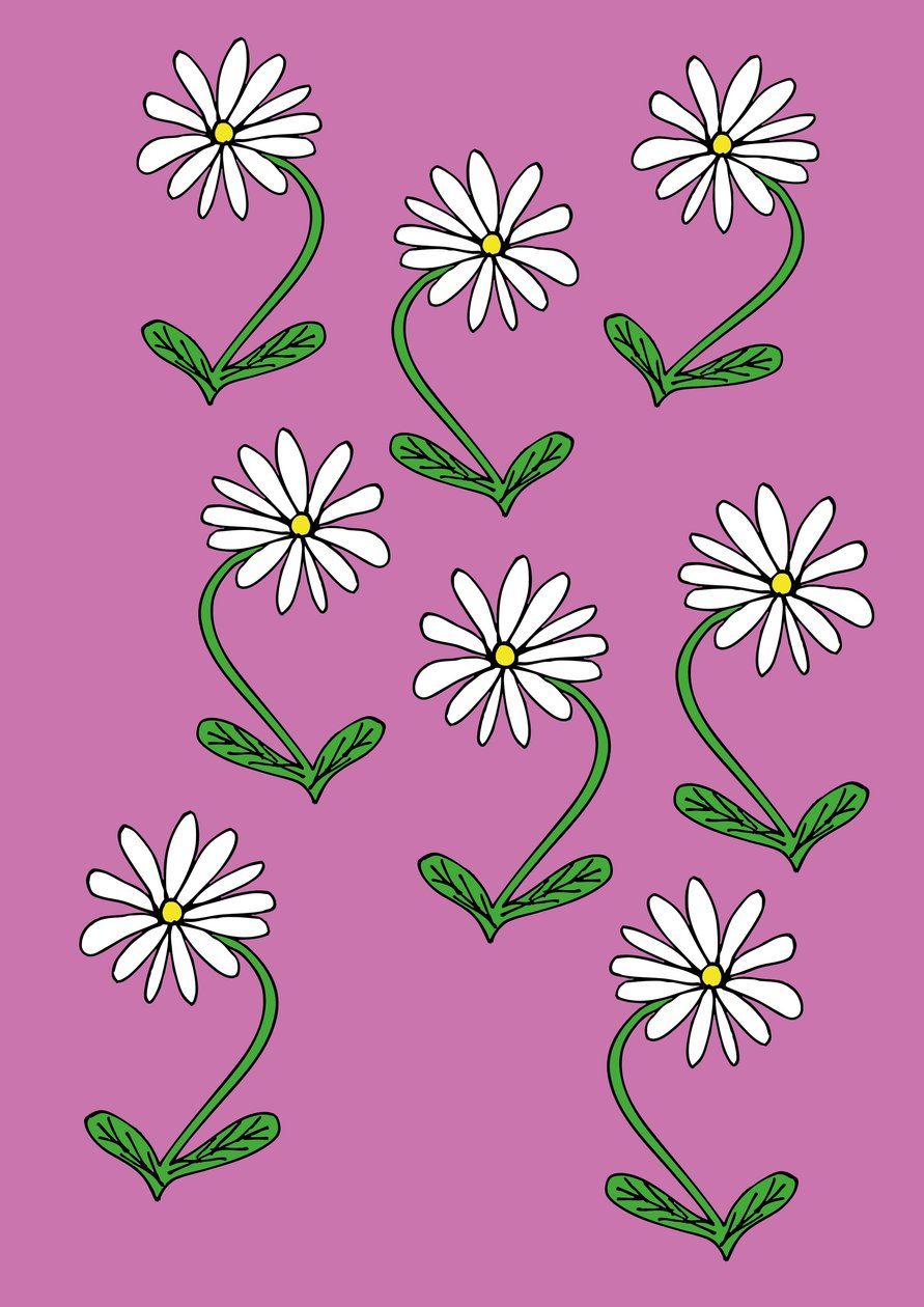 Tusenfryd gjentar rosa bakgrunn (digital) av Daisy de Villeneuve