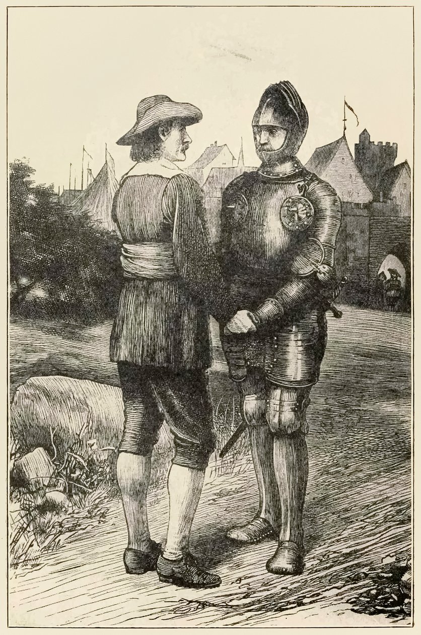 Hopeful and Christian fra The Pilgrims Progress From This World, To That Who Is To Come av John Bunyan (1628-1688) illustrasjon av Thomas Dalziel (1823-1906) Hopeful fra byen Vanity slutter seg til C av Dalziel Brothers