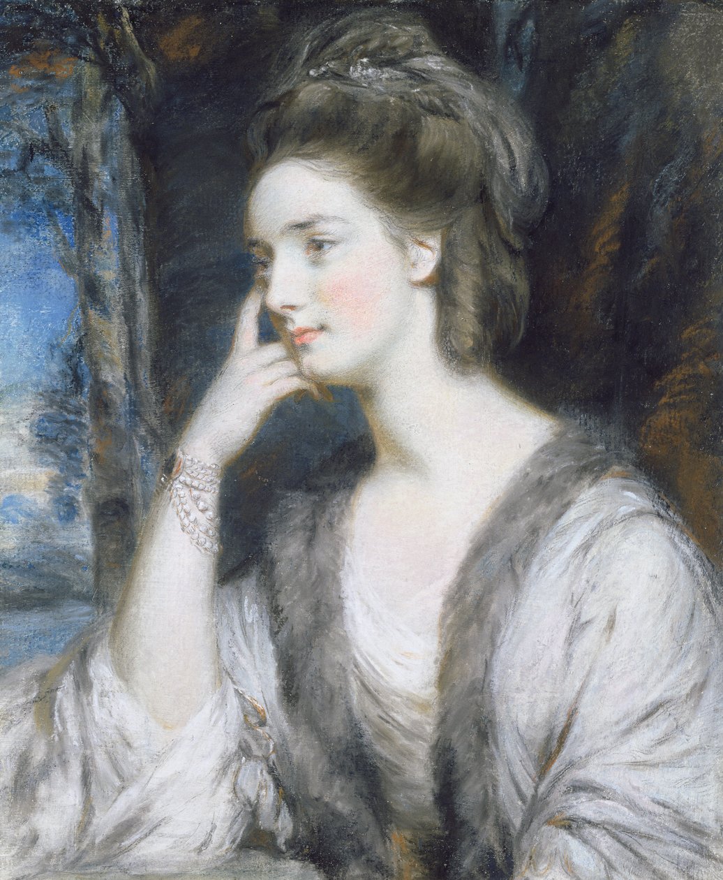 Lady Watkin Williams-Wynn (blyant og pastell forsterket med kroppsfarge på papir) av Daniel Gardner