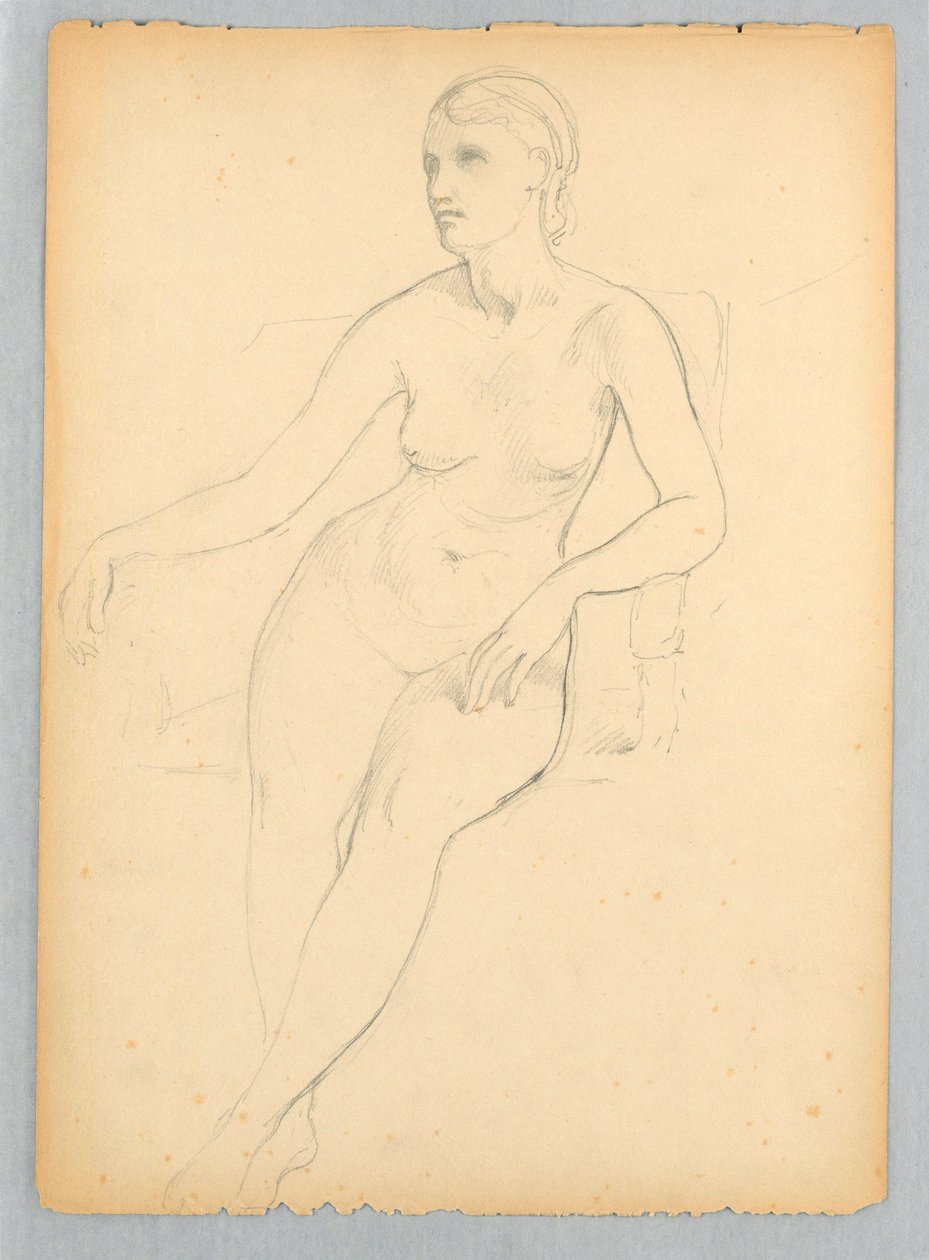 Tegning, Helen Hamersley, Sittende N, 1881 av Daniel Huntington