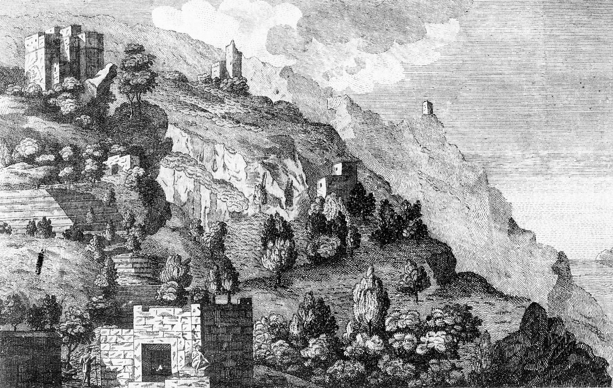 Prospekt blant kaffefjellene i Jemen, fra "Reiser gjennom Arabia" av Carsten Niebuhr, ca. 1792 av Daniel Lizars
