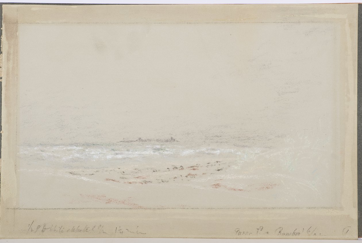 Bamburgh, 1902 (blyant og wc på papir) av Daniel Oliver