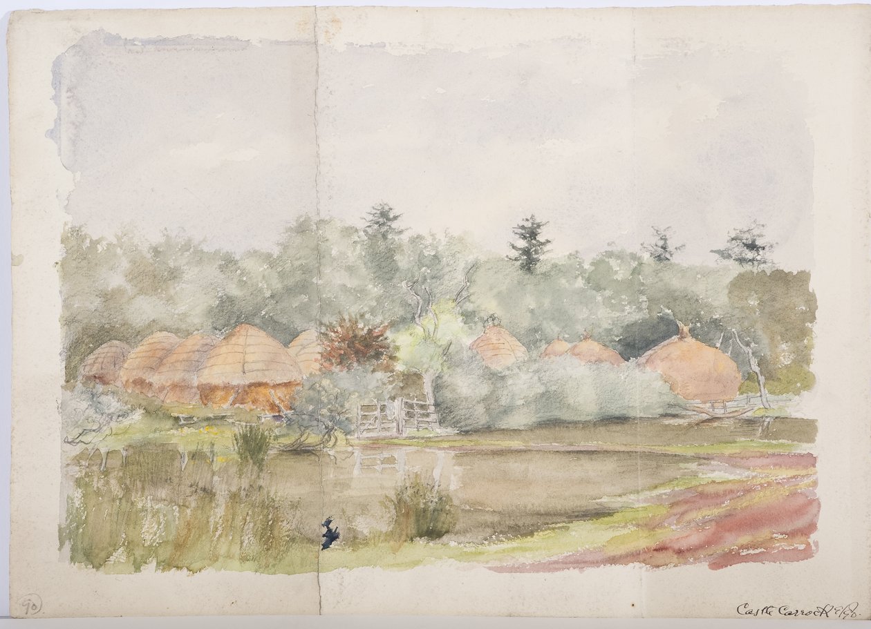 Castle Carrock, 1898 (blyant og wc på papir) av Daniel Oliver
