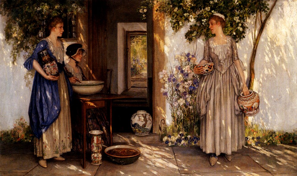 Jeanne på terrassen av Daniel Ridgway Knight