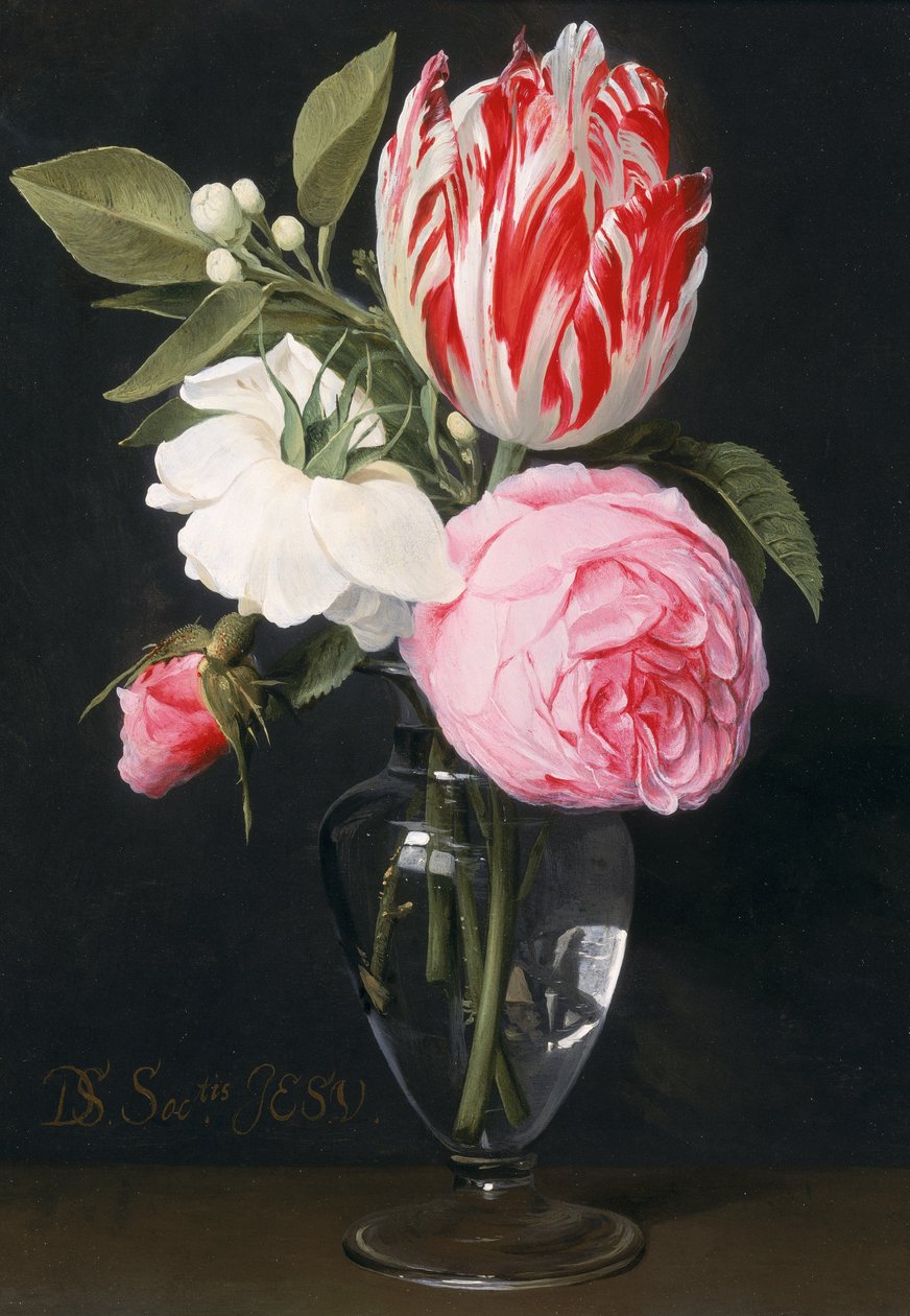 Blomster i en glassvase (olje på kobber) av Daniel Seghers