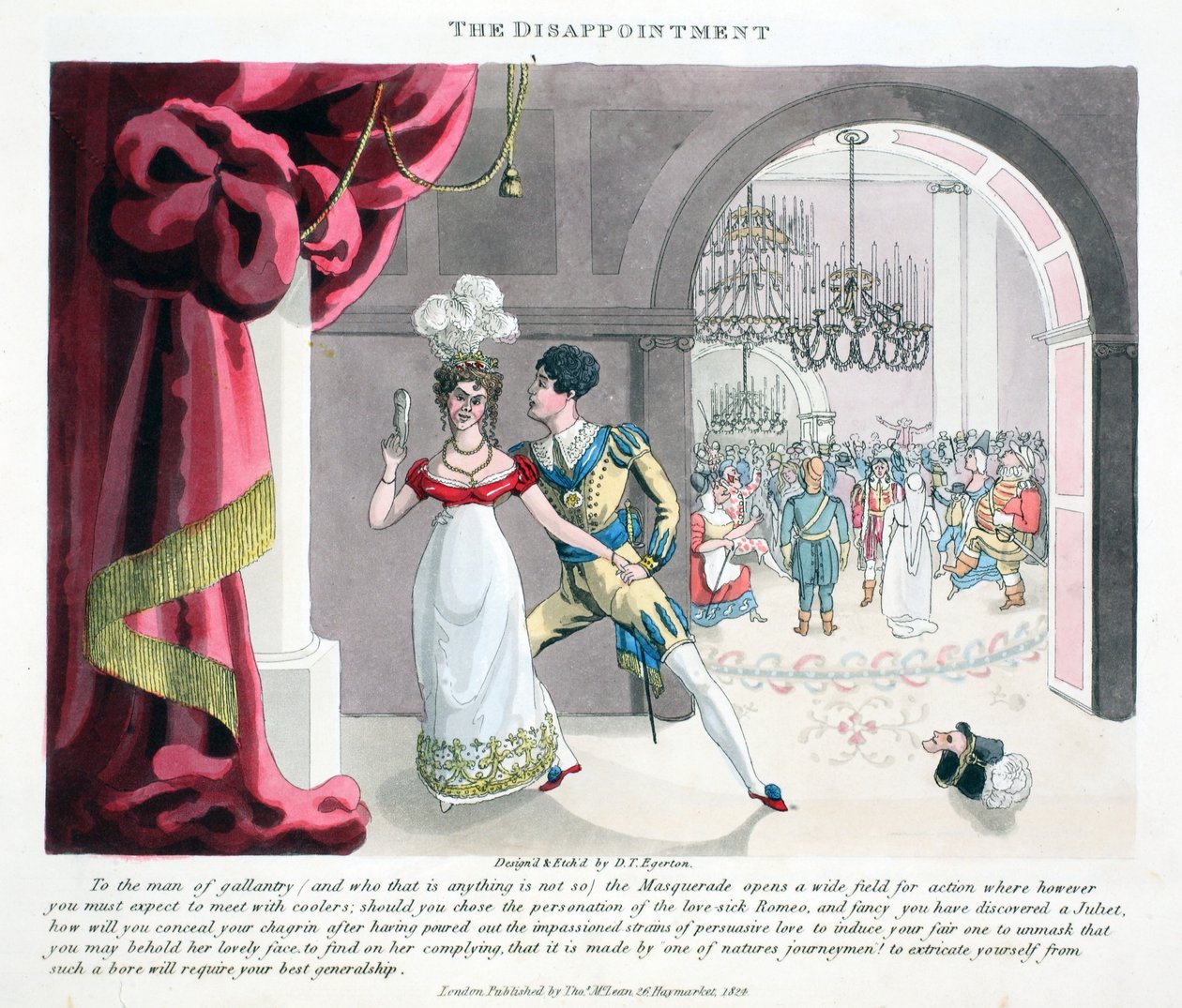 The Disappointment, illustrasjon fra "Fashionable Bores or Coolers in High Life" av Peter Quiz, pub. Thomas McLean, London 1824 (håndfarget gravering) av Daniel Thomas Egerton