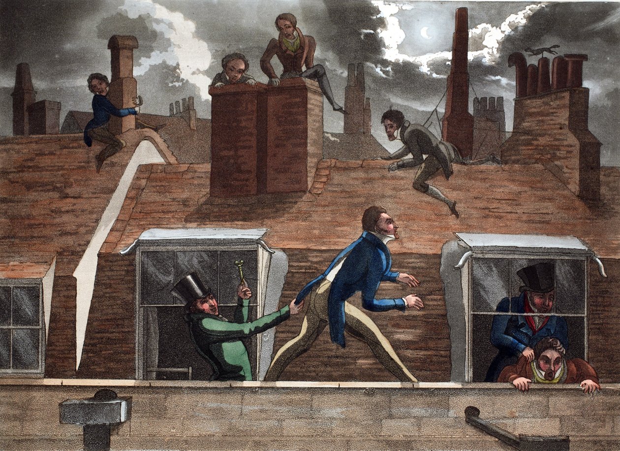 The Finishing Bore, illustrasjon fra "Fashionable Bores or Coolers in High Life" av Peter Quiz, pub. Thomas McLean, London 1824 (håndfarget gravering) av Daniel Thomas Egerton